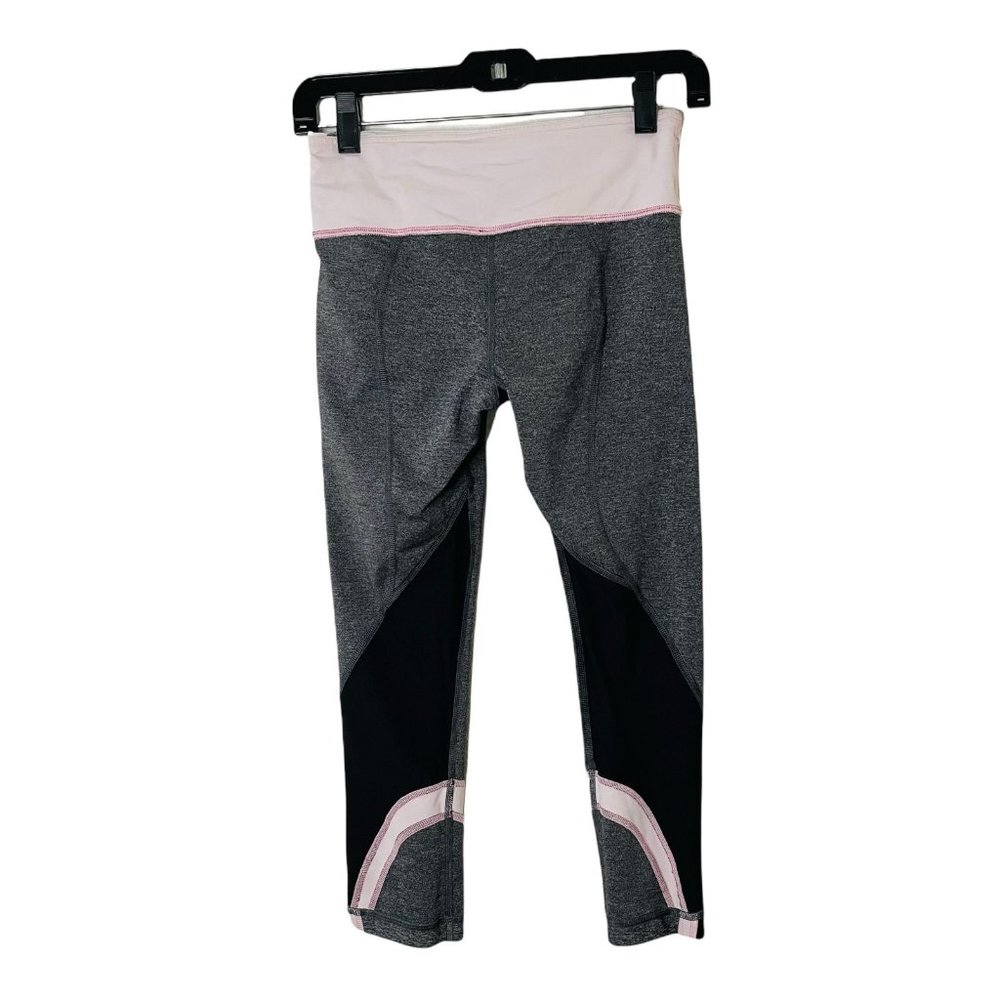 Lululemon Cropped Womens Grey Pink Leggings